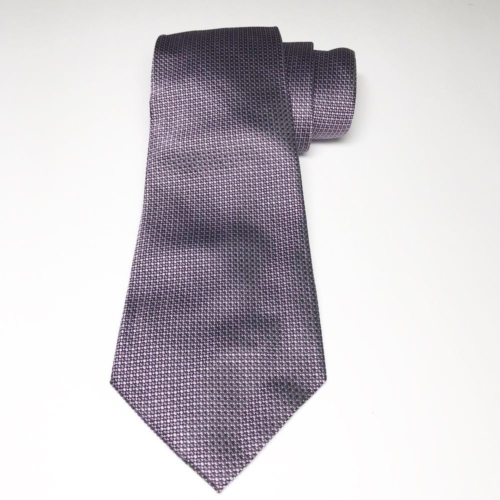 Croft & Barrow 100% Silk Necktie Purple Black Stain Resistant